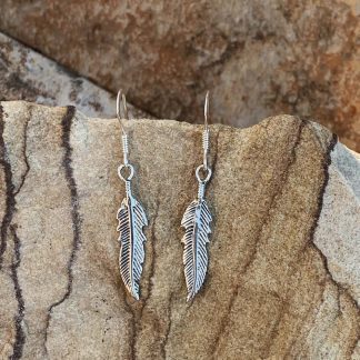 Silver Feather Dangle Earrings