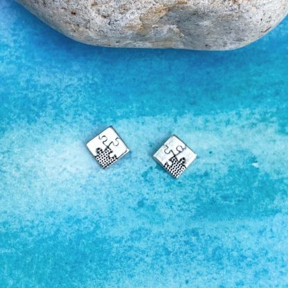 Sterling Jigsaw Puzzle Earrings