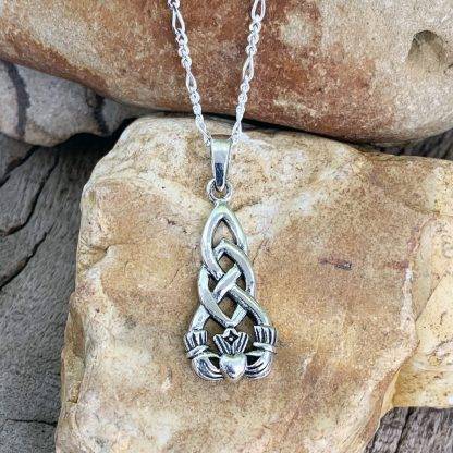 Sterling Vertical Claddagh Pendant