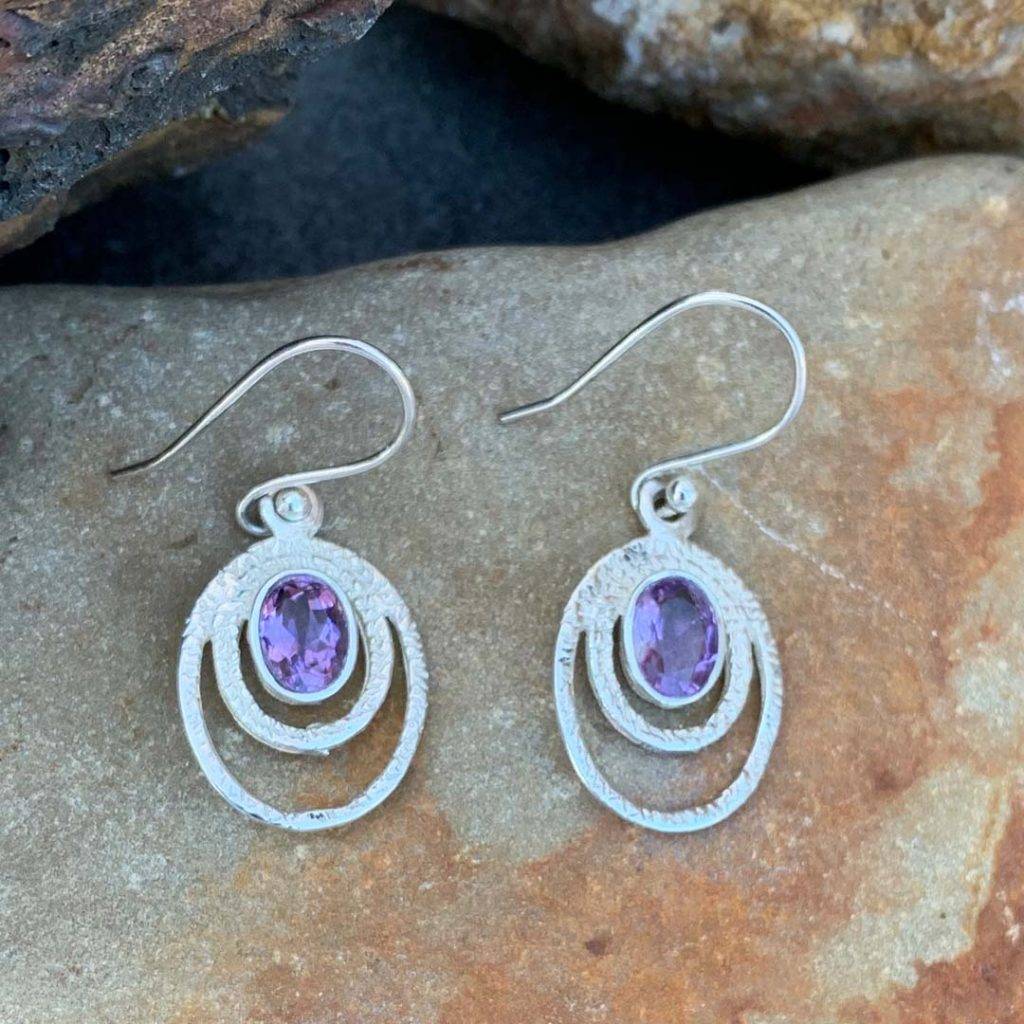 Amethyst & Sterling Oval Earrings - GLE-Good Living Essentials