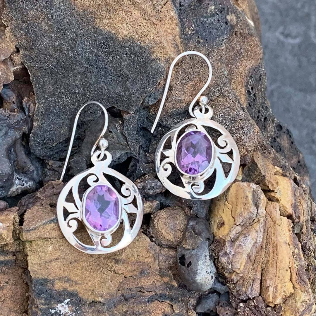 Amethyst & Sterling Vine Earrings - GLE-Good Living Essentials