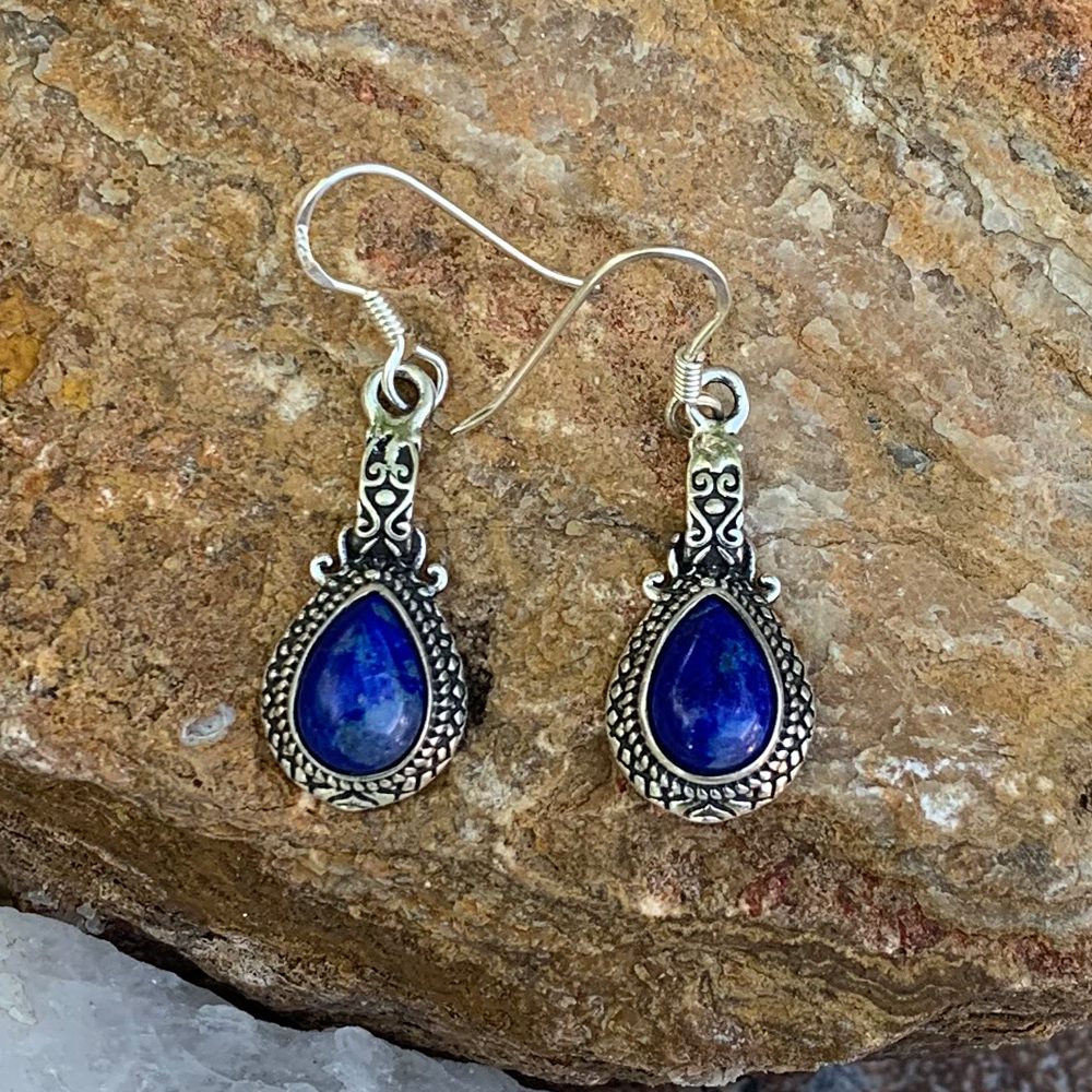 Lapis & Sterling Dangle Earrings - GLE-Good Living Essentials