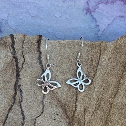 Silver Butterfly Angled Earrings