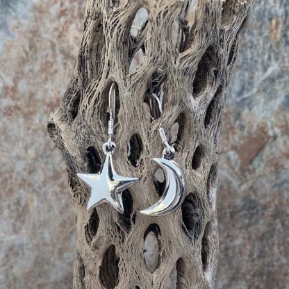 Moon and Star Dangle Earrings