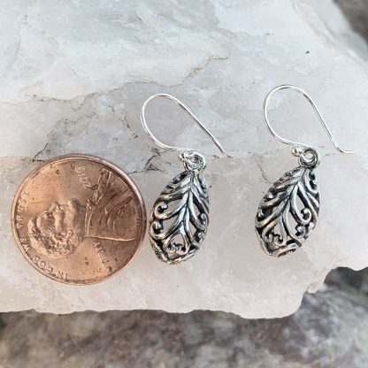 Sterling Silver Leaf Earrings - Image 2