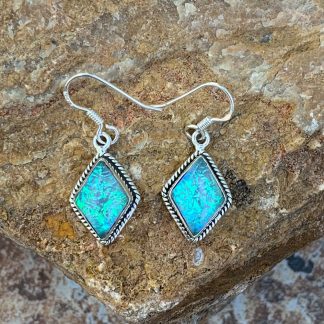 Opal & Silver Dangle Earrings