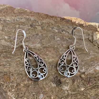 Sterling Lace Hoop Earrings - Image 3