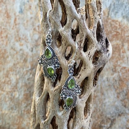 Peridot Floral Sterling Earrings - Image 2