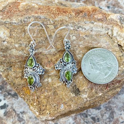 Peridot Floral Sterling Earrings - Image 4