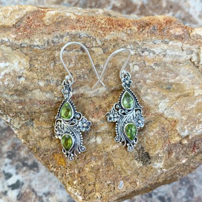 Peridot Floral Sterling Earrings - Image 3