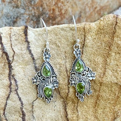 Peridot Floral Sterling Earrings