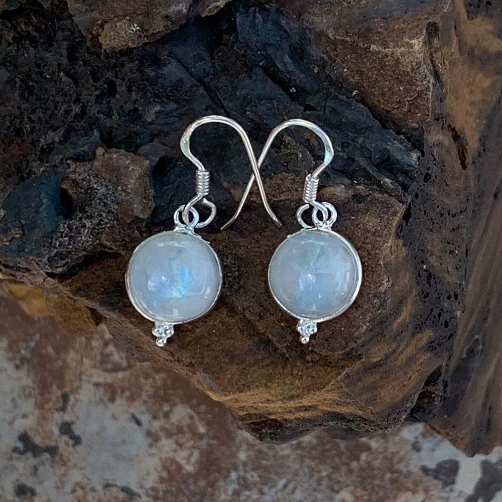 Rainbow Moonstone Silver Earrings - GLE-Good Living Essentials