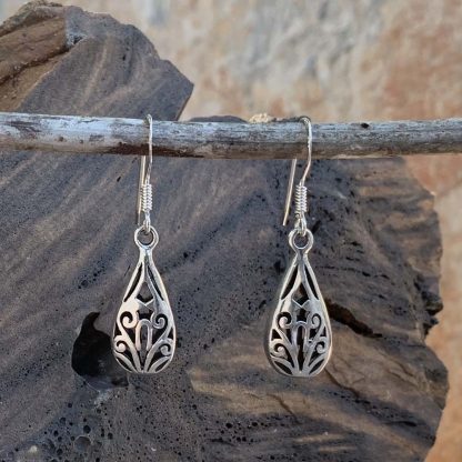 Sterling Filigree Teardrop Earrings