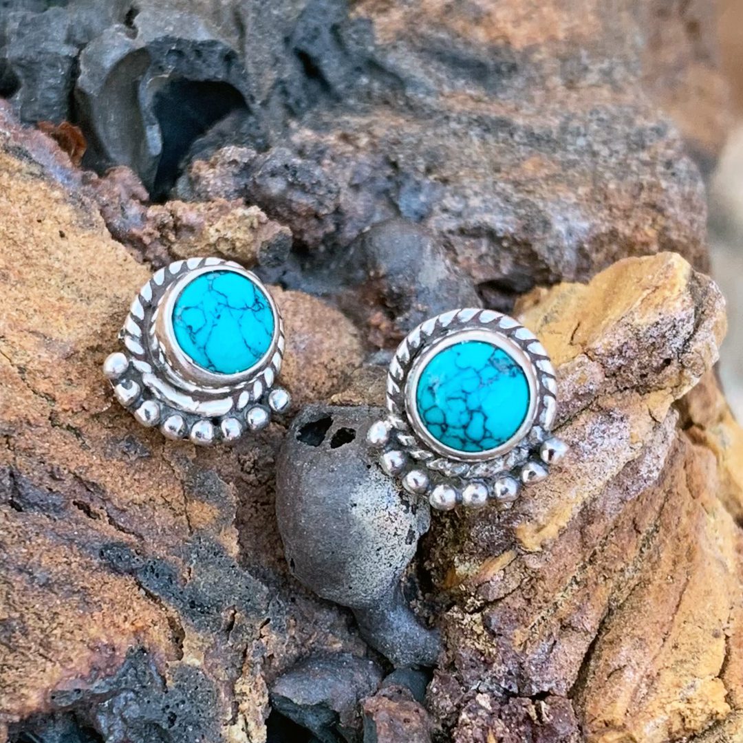 Turquoise Silver Stud Earrings Gle Good Living Essentials