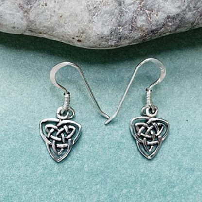 an image of a pair of Celtic Triquetra Knot Sterling Silver Earrings