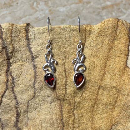 Garnet & Sterling Dangle Earrings - GLE-Good Living Essentials