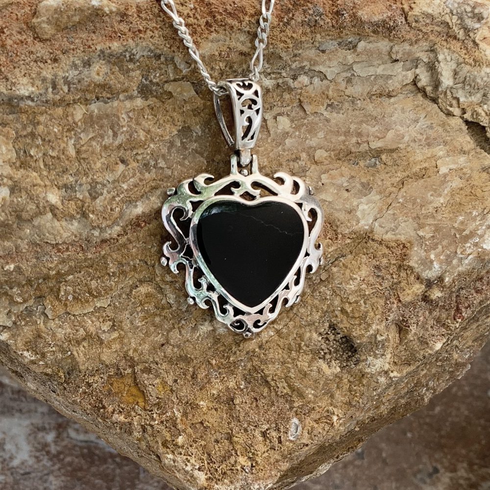 Black Onyx Heart Pendant - GLE-Good Living Essentials