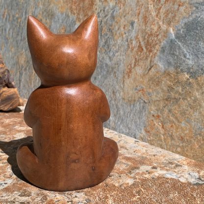 Meditating Hand Carved Cat - Image 3