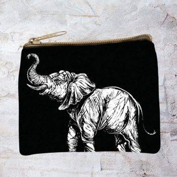 an image of a Black and White Elephant Coin Purse