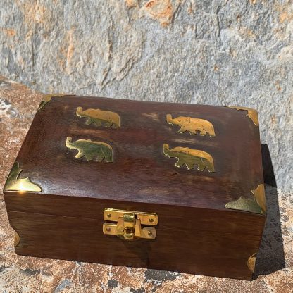 Brass Elephants Wooden Box