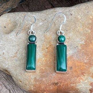 Contemporary Sterling & Malachite Earrings