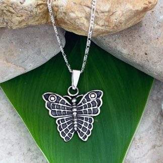 Oxidized Sterling Silver Butterfly Wings Pendant