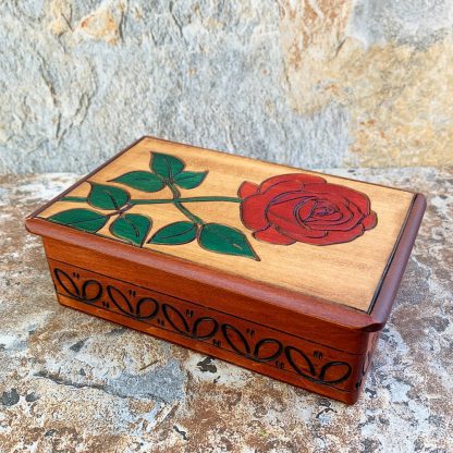 Handcrafted Carved Rose Box