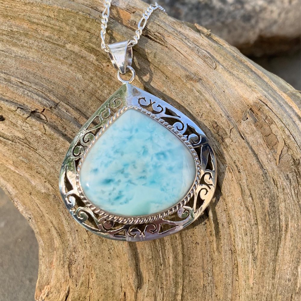 Larimar Sterling Teardrop Pendant - GLE-Good Living Essentials