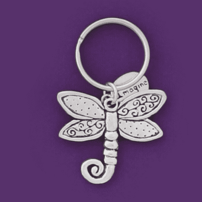 Dragonfly Whimsy Pewter Keychain
