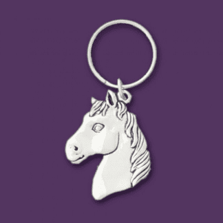 Horse Head Pewter Keychain
