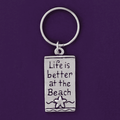 Beach Life Pewter Keychain