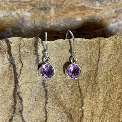 Amethyst Round Dangle Earrings