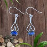 An image of a pair of Labradorite and Sterling Silver Heart Earrings