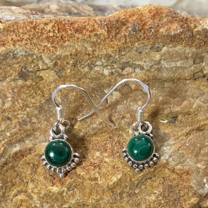 Malachite & Sterling Beaded Earrings