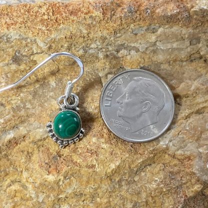 Malachite & Sterling Beaded Earrings - Image 2