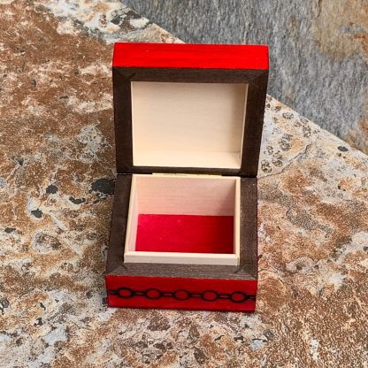 Open View of Red Handcrafted Pansy Box