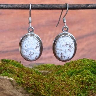 an image of a pair of oval Rosetta Jasper and Sterling Silver Earrings