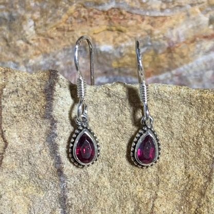 Garnet & Sterling Teardrop Earrings - GLE-Good Living Essentials