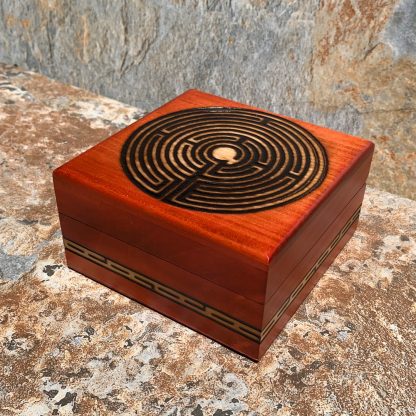 an image of a Handcrafted Labyrinth Wood Keepsake Box