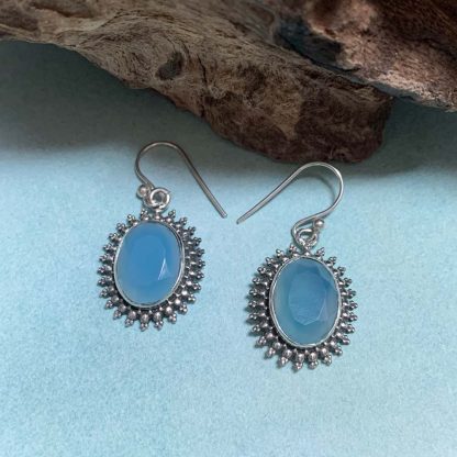 Blue Chalcedony & Sterling Earrings