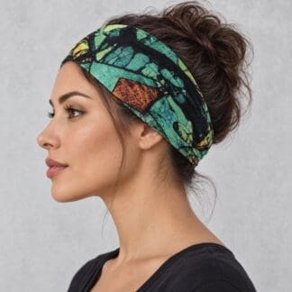 an image of a Muted Green Infinity Bandana Head Wrap on an AI Generated Model