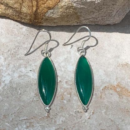 Green Onyx & Sterling Earrings