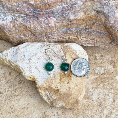 Green Onyx Round Earrings - Image 2