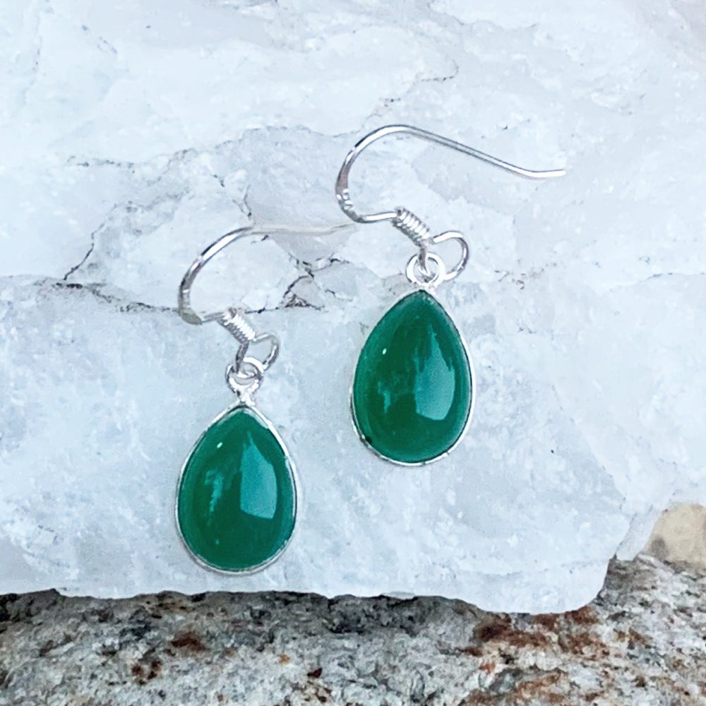 Green Onyx Teardrop Earrings - GLE-Good Living Essentials