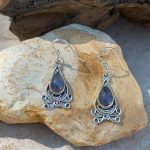 Labradorite & Silver Fan Earrings