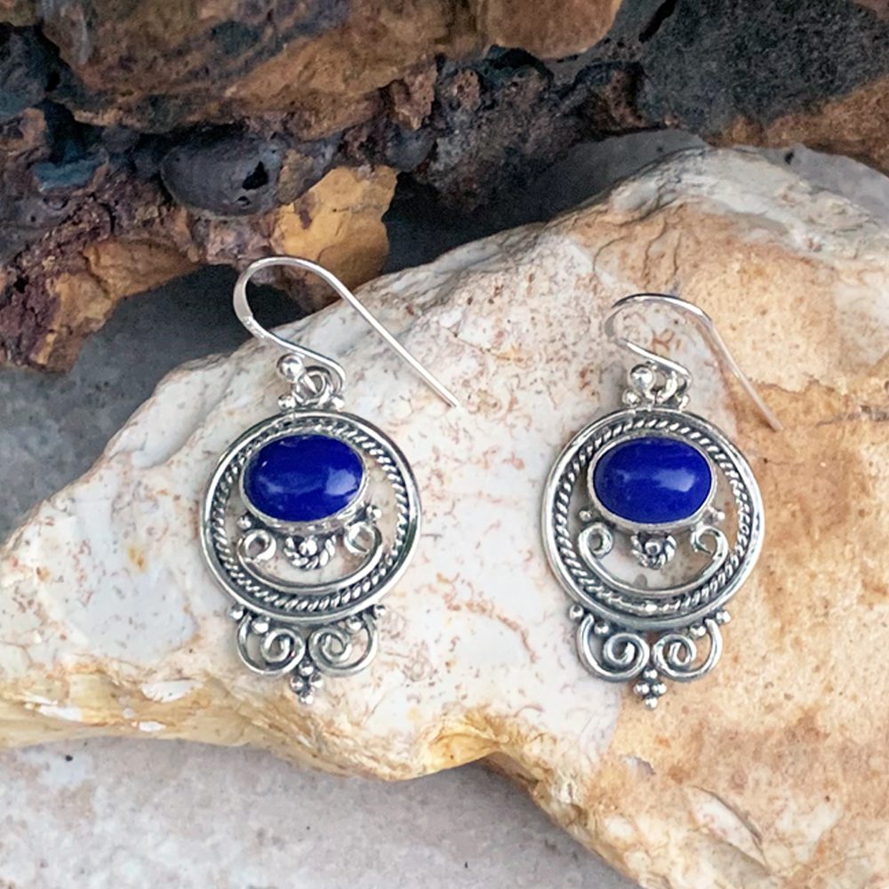 Lapis Lazuli Bali Earrings - GLE-Good Living Essentials