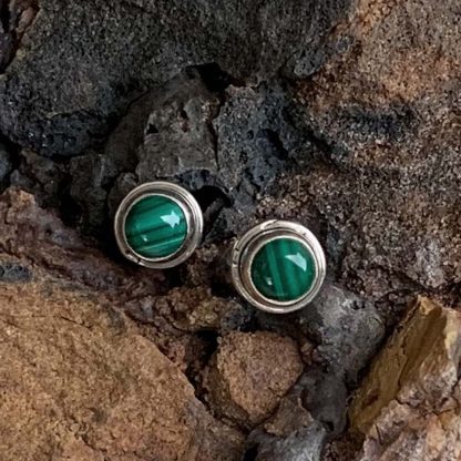 Malachite & Sterling Silver Studs