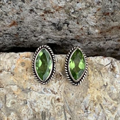 Peridot and Sterling Silver Oval Earrings