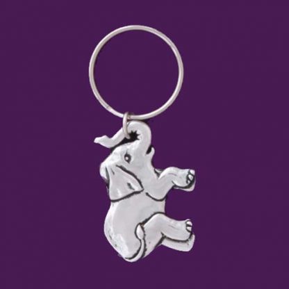 Baby Elephant Pewter Keychain