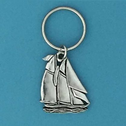 Ocean Sailboat Pewter Keychain